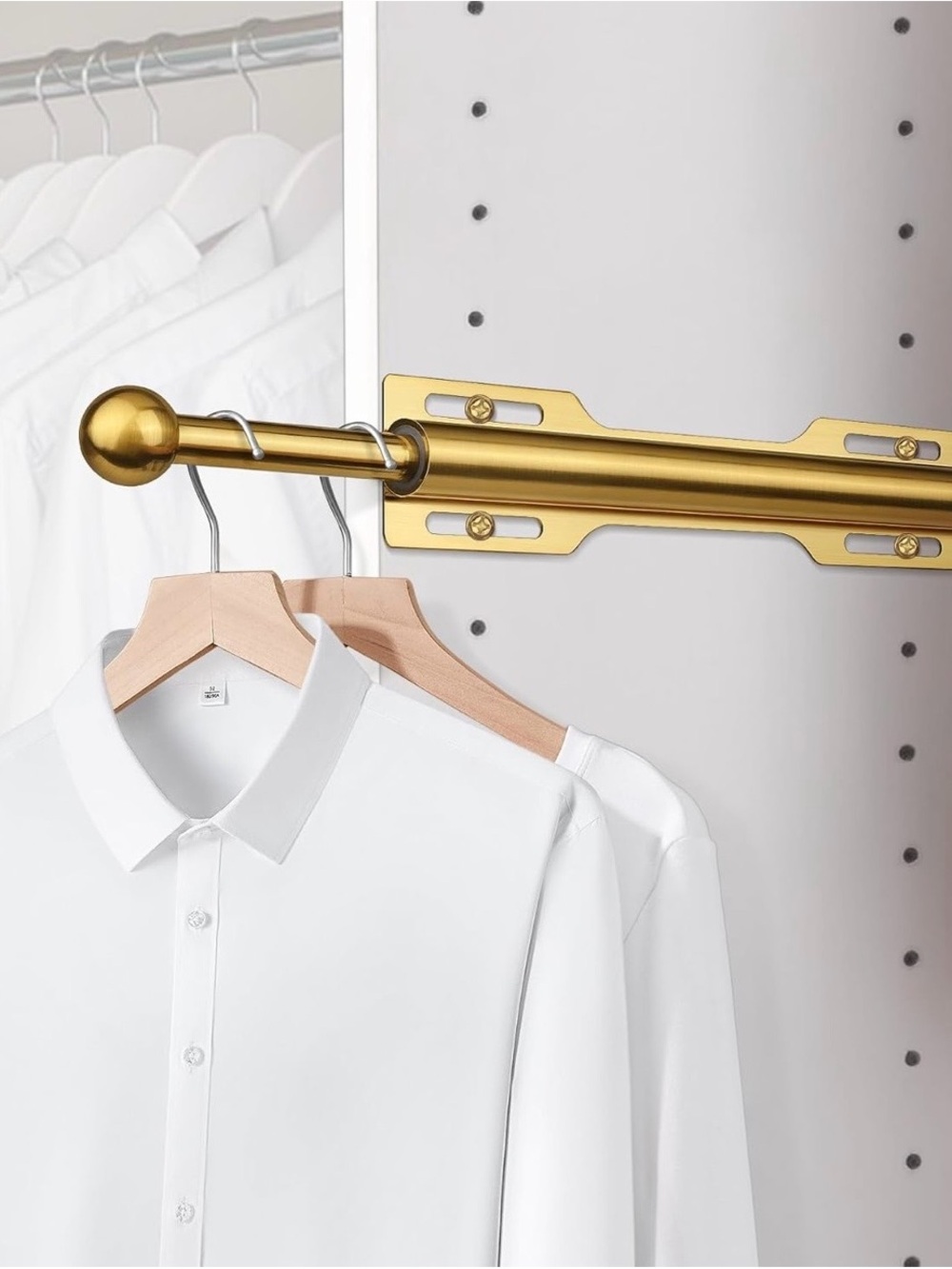 Gold Closet Valet Pull-Out Wardrobe Rod - Sleek Gold Hanging Rail